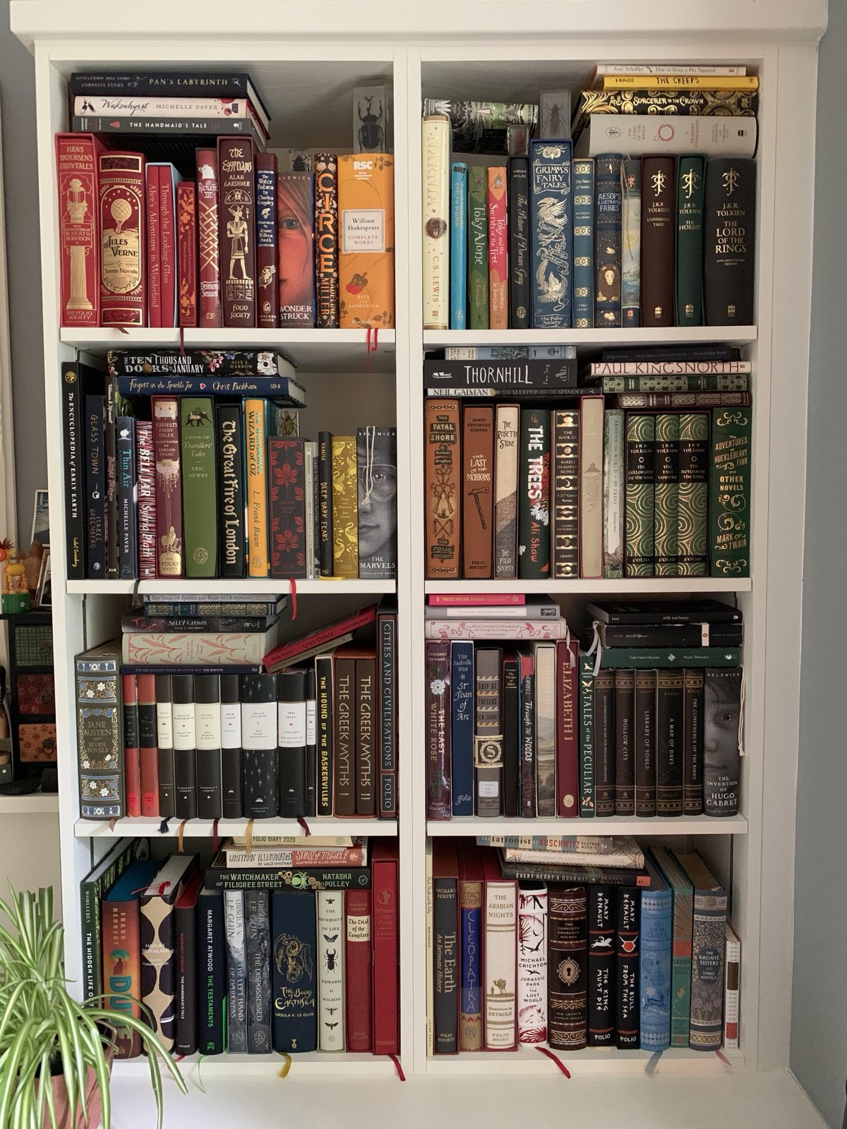 A real bookcase photo, scanned by Spinely: every spine outlined
